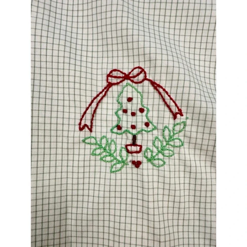 Shrimp & Grits Christmas Embroidered Green White Gingham Dress‎ Toddler Girl JOY